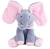 BESTB Peek-a-Boo Elephant Animated Talking Singing Stuffed Plush Elephant Stuffed Doll Toys Kids Gift Present Boys & Girls Birthday Xmas Gift