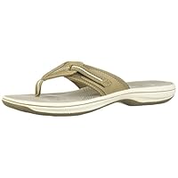 Clarks Women's Brinkley Jazz Flip Flop, Sand Synthetic, 12 Medium US
