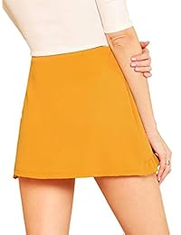 SheIn falda asimétrica lisa, con volantes, cintura media, para dama