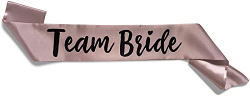 Team Bride Double-Layer Satin Sash - Sophisticated &amp; Fun Party Favor for Bachelorette Party, Bridal Shower &amp; Wedding Party - by Bachelorette to Bride (Team Bride, Dusty Pink)