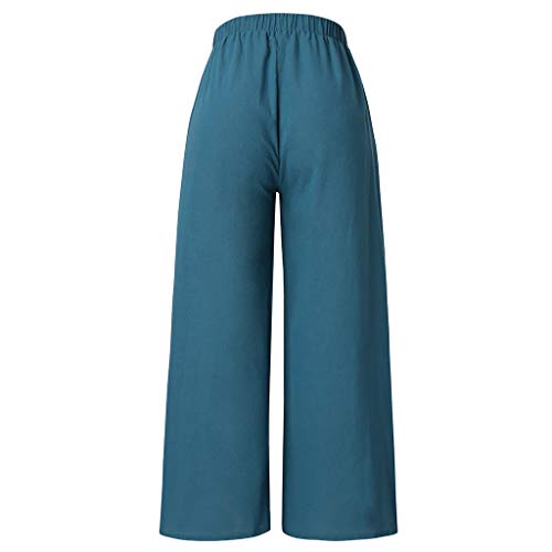 Botrong Women's Fashion Baggy Wide Leg Casual Pants (Blue,S)