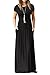 RBwinner Women's Short Sleeve Maxi Dress With Pockets Plain Loose Swing Casual Floor Length Long Dresses,Black,Small