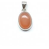 Natural Peach Moonstone 925 Solid Sterling Silver Pendant 25mm