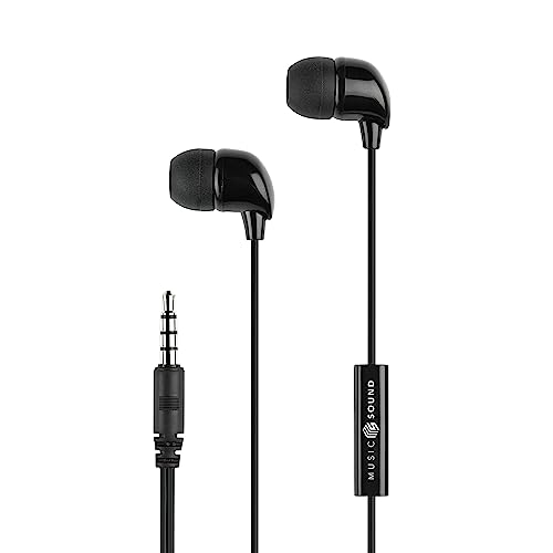 Music Sound | Auriculares Fullcolor in-Ear | Auriculares con Cable Stereo In-Ear con Micrófono, Control Remoto Integrado - Intra-Auriculaires - Jack 3,5 mm - Color Negro