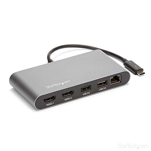 StarTech.com Dual 4K Monitor Mini Thunderbolt 3 Dock with HDMI - Mac & Windows Docking Station (TB3DKM2HD)