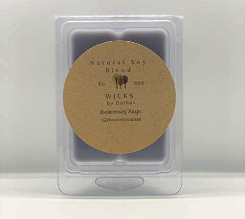 Wicks By Dathan Rosemary Sage Scented Wax Cubes/Melts - 2.5 oz Hand Poured Wax Infused with Essential Oils.