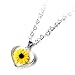 Sterling HEART Necklace with a Real Natural Miniature SUNFLOWER (Symbol of Happiness and Light) in a TRANSPARENT Background with a 17.71 inches Sterling Silver HEARTS Chain - Perfect LOVE GIFT