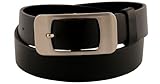 Womens Black Sleek Look Large Square Buckle Belt