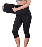 Ursexyly Women Sauna Yoga Pant Capris Fat Control Sweat Legging with Waist Trainer Belt Hot Sweat Pants