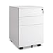 DEVAISE 3 Drawer Locking File Cabinet, Under Desk Metal Filing Cabinet for Legal/Letter/A4 File, Fully Assembled Except Wheels, White