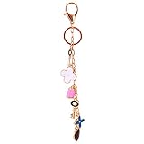 Jzcky Shzrp Happy Lock Four Leaf Clover Crystal Rhinestone Fashion Keychain Key Chain Sparkling Key Ring Charm Purse Pendant Handbag Bag Decoration Holiday Gift