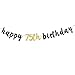 Happy 75th Birthday Banner, Black Glitter Cheers to 75 Years Party Bunting Decorations primary