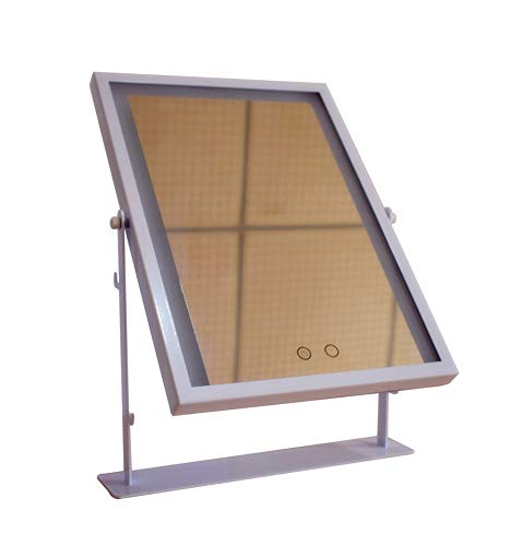 New Hollywood Lighted Vanity Mirror LED Dimmable Makeup Mirror with Lights Desktop Bathroom Mirror 3 Light Source Modes Touch Screen 180° Adjustable Angle (White)