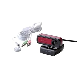 ELECOM WEBカメラ 200万画素 1/5インチCMOSセンサ マイク内蔵 コンパクトタイプ レッド UCAM-C0220FERD