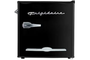FRIGIDAIRE Black EFR176- AMZ Retro Mini Refrigerator-Energy Saving-Adjustable Thermostat Control-Side Mounted Bottle Opener-Ideal for Dorm, Office, RV, Garage, Apartment 1.6 Cubic Feet