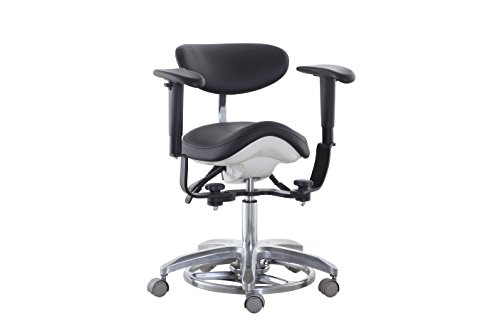 BONEW Medical Dental Chair Microscope Saddle Stool Foot Controlled/Pedal Base PU Leather SDS-FC1