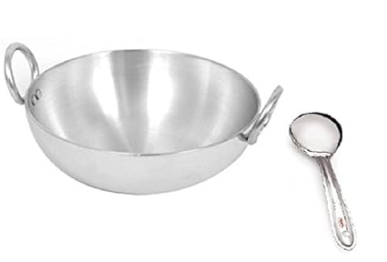 Royal Sapphire Stainless Aluminium Medium Kadhai, 24 cm with Free Serving Spoon