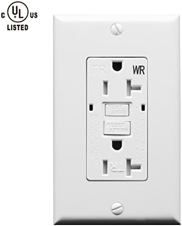 TOPELE GFCI Outlet TGA20 20Amp 125 Volt Tamper-Resistant, Weather-Resistant ,Receptacle, Indicators and Screws Included, White, UL Listed