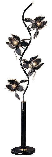 ORE International K-9334KA 73-Inch Flower Floor Lamp, Black