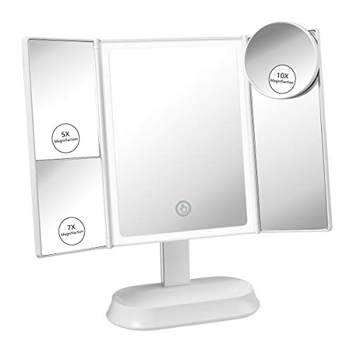 Glam Hobby Makeup Vanity Mirror with Lights, Trifold Mirror with Touch