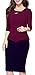 HOMEYEE Women's Elegant Chic Bodycon Formal Dress B288 (L, Burgandy+Dark Blue)