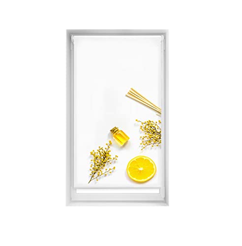 Blindecor Easy Venetian Blind, No Drilling Required, Printed, Translucent, Digital Print, Citron, 80 x 150 cm (width x height), Fabric Dimensions 77 x 145 cm