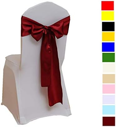 Fvstar 10pcs Satin Chair Sashes Bows Chair Ribbon Sash Chairs Back Tie Sashes for Wedding Baby Shower Birthday Banquet Party