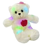 Bstaofy LED Teddy Bear Glow Stuffed Animal Colorful Light Up Plush Toy Gift for Girlfriend Kids on Birthday Christmas,15-Inch, Pink