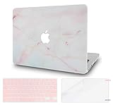 LuvCase 3 in 1 Rubberized Plastic Hard Shell Case with Keyboard Cover and Screen Protector Compatible MacBook Air 13 Inch 2019/2018 New Version A1932 with Retina Display (Touch ID) (Pink Marble)