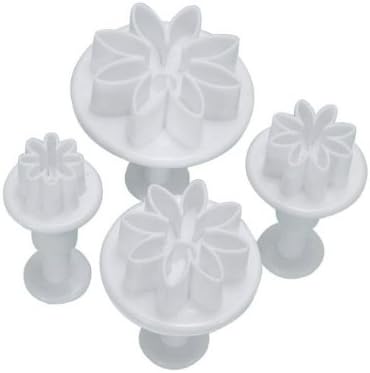 Autek 4pcs Daisy Chrysanthemum Cutter Plunger Mold Sugarcraft Fondant Cake Decorating DIY Tool(3DMold-34)