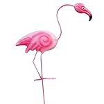 Awesomes Pink Ornaments Yard Art Decor Mini Lawn Metal Stakes 2 Pieces (Flamingo)