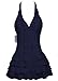 COCOPEAR Women's Cover Up One Piece Swimsuits V-Neck Push Up Skirted Swimdress(FBA)