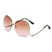 JOJO'S SECRET Oversized Rimless Sunglasses, Retro Upside Down Frame Clear Lens Glasses JS006 (Brown/Pink, 2.63)