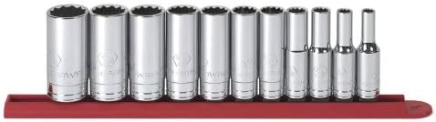 GEARWRENCH 11 Pc. 3/8" Drive 12 Pt. Deep Socket Set, SAE - 80563
