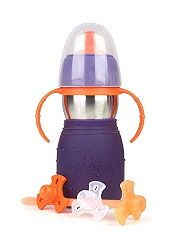 Kid Basix 11 Ounce The Safe Sippy 2 2-in-1 Sippy to Straw Bottle (Purple)