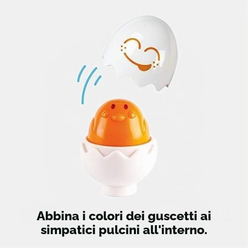 TOMY Toomies - Uova Giocattolo per Bambini con 3 Pulcini Che squittiscono e 3 Pulcini sonaglio, Colori e Forme, Giocattoli sensoriali per Bambini da 6 Mesi a 36 Mesi