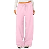 Resicozy Women's Wide Leg Sweatpants Winter Warm Thermal Straight Leg Drawstring Elastic Sweat Pants With Pockets Beige Xxl - View #11