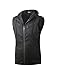 Allegra K Men Ribbed Hem Fake Chest Pocket Hoodie Vest L Black