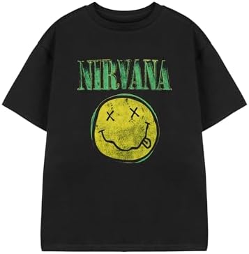 Nirvana Smiley Face T-Shirt for Men | Black Short Sleeve Graphic