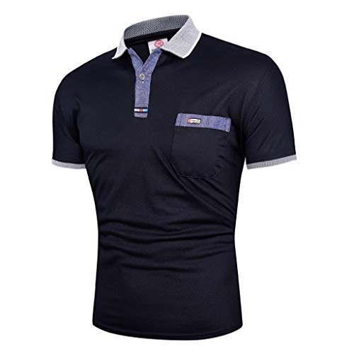 Dry fit Polo Shirts for Men Short Sleeve Regular Fit Striped Polo Shirt with Pocket Mens Casual Summer 2019