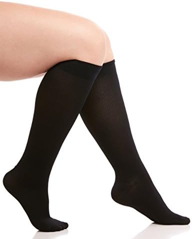 Raleigh SimonsWomens Queen Size Compression Socks Black Sleek Graduated Compression for Circulation Support Recovery Soreness Exercise Travel Stockings that Alleviate Pain