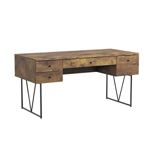COASTER Analiese 4Drawer Writing Desk Antique Nutmeg and Black