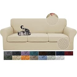 JIVINER Newest 4 Pieces Couch Covers for 3 Cushion