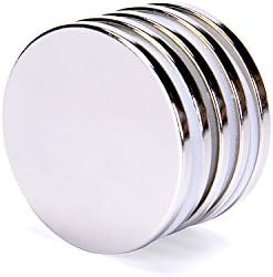 Magnets, Hanguter 1.57"D x 0.12"H Package of 5 Neodymium Refrigerator Thin Round N35 Cylinder Magnets Officemate Best for DIY Building Scientific Craft and Office
