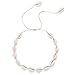 Fesciory Puka Shell Choker Necklace for Women Summer Natural Cowrie Adjustable Necklace Bracelet Set, Handmade Boho Hawaiian Beach Seashell Jewelry for Girls(Beige Shell)