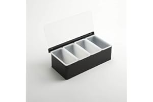 Black Stainless Steel Condiment Holder by American Metalcraft, 4 Compartments, 12 x 5.75 x 3.5 inches - CDB4
