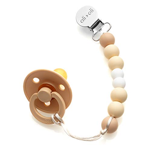 Modern Pacifier Clip for Baby - 100% BPA Free Silicone Beads (Natural) Binky Holder for Newborn - Infant Baby Shower Gift - Universal fit MAM - Philips Avent - Thumbnail 4