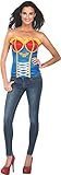 Secret Wishes DC Comics Justice League Superhero Style Adult Corset Top with Logo Wonder Woman, Red, Large