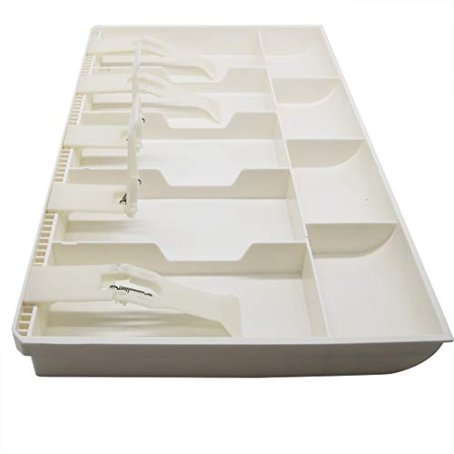 Cash Money Tray Replacement Drawer Register Insert Tray Storage Case with Plastic Clip (5 Bill/4 Coin-White) - Thumbnail 4