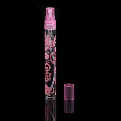 KeyZone 6Pcs 10ml Colored Cut Glass Perfume Atomizer Refillable Empty Bottles